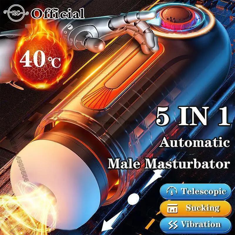 2024 New Upgraded Five-in-One Automatic Artificial Vaginal Masturbation Supplies with LED Display Masturbator Real Oral Sex Toy 18+