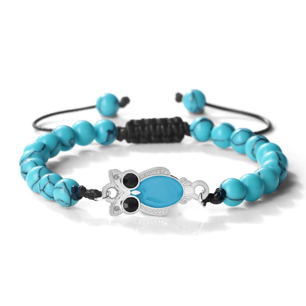 6mm Owl Pendant Black Matte Bracelet For Men Adjustable Animal Charm Bangle Boho Gothic Jewelry Gift Idea Unisex  Fine Accessory