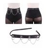 Gothic Waist Chain Alloy and PU Leather Body Chains with Rounded Circle Decor Body Straps Accessories for Women and Girl