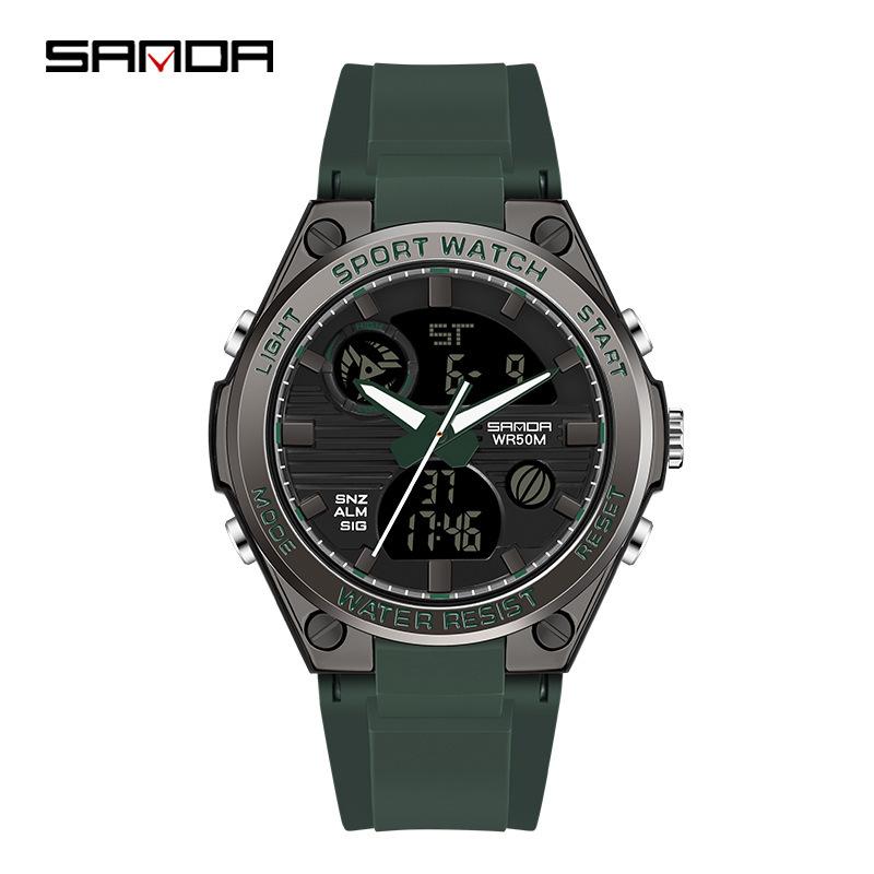 Sanda Watch New Lighting Male School Fashion Trend Digital Electronic Watch Multifunctional Waterproof And Shockproof Men'S Watch
