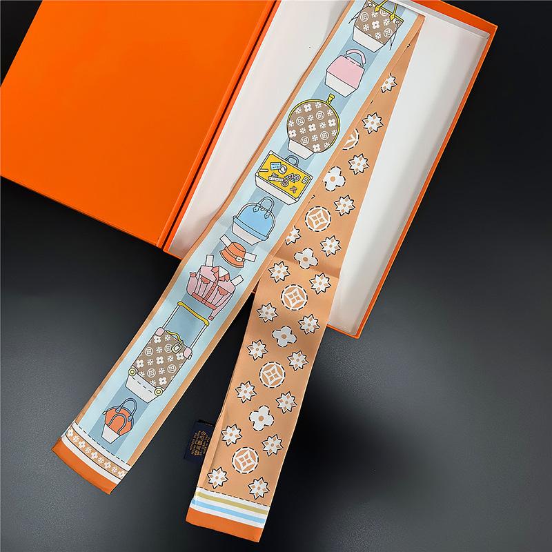 

Silk scarf high-end new double-sided printing imitation silk scarf tied handbag headband decorative scarf headband