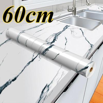 Film auto-adhésif en marbre pour cuisine, poêle à Film résistant à l'huile, étanche à l'humidité, autocollant de carrelage de rénovation d'armoire de comptoir