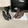 2025 new pointed rear zipper short thin heel thin Martin women's short boots fashion women's shoes