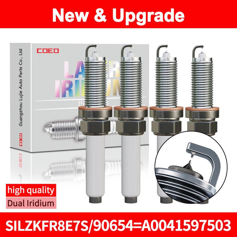 

For SILZKFR8E7S/90654 OE A0041597903 Dual Iridium Spark Plugs For Mercedes Benz A B C E GL S 2.0T 3.0T M270 M274 M276 4PCS