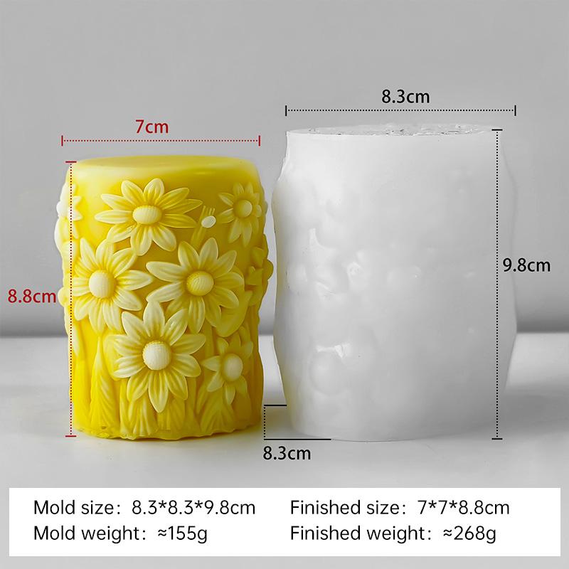 DIY Maple Tulip Cylinder Silicone Candle Mold Handmade Aroma Plaster Ornaments Mould Flowers Pillar Candle Making Supplies