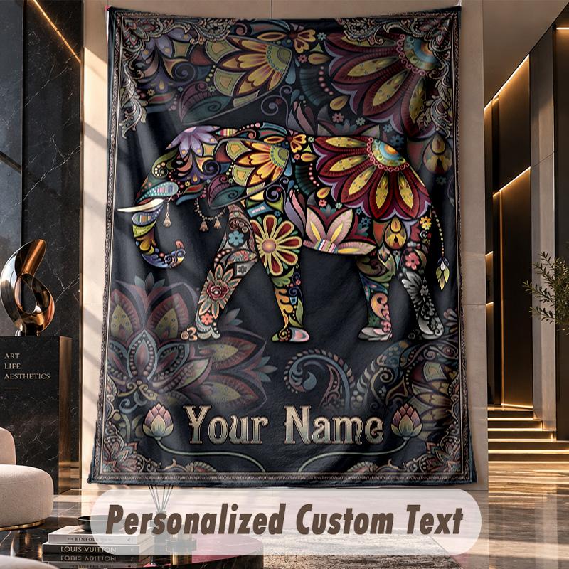 Elegant Deer Nature Scene Theme Wall Tapestry Customized With Name Text Personalized Hanging Tapestry For Bedroom Living Room Decor