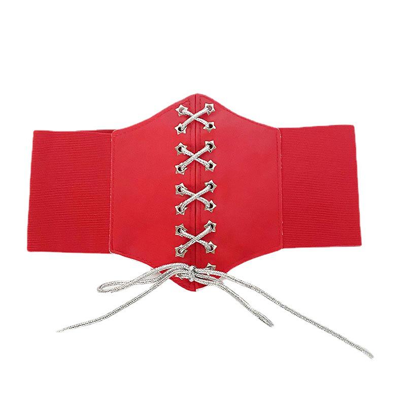 Elegant Retro Bow Elastic Waist Belt Corset Dress Suit