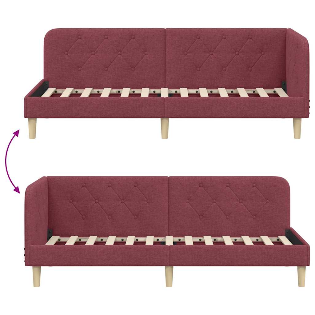 Corner Bed Frame Burgundy 80 X 200 Cm Fabric