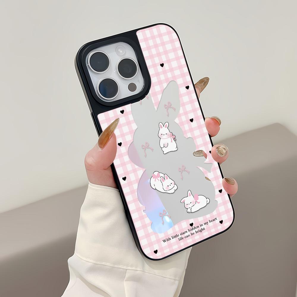 Mirror Phone Case for iPhone 15 11 13 14 for 15 16 Pro Max 12 13 16 Pro Cloud Flower and Animal Cute Style Phone Case