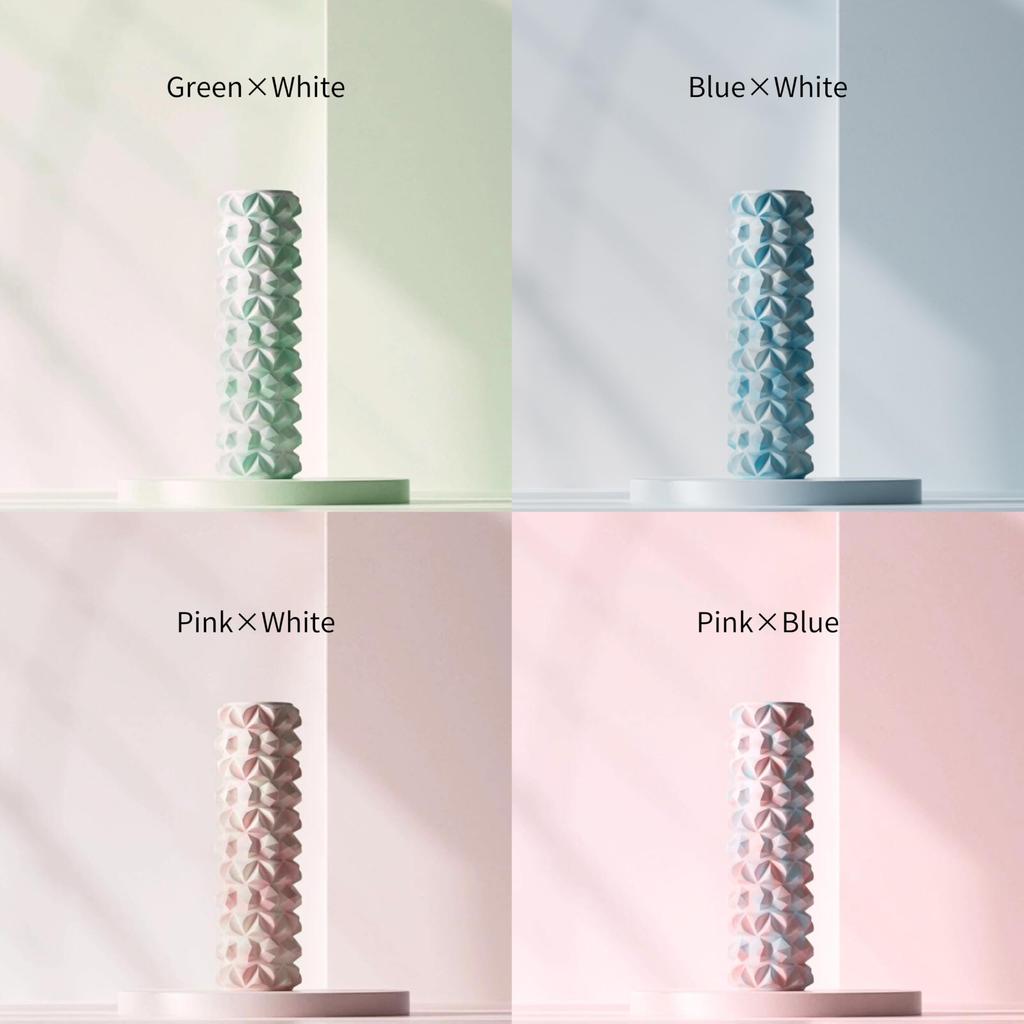 Astretch Mini Hard Diamond Foam Roller with Grid for Myofascial Release, Yoga Pole, Training, Sports, Fitness, and Stretching (Pink and White)