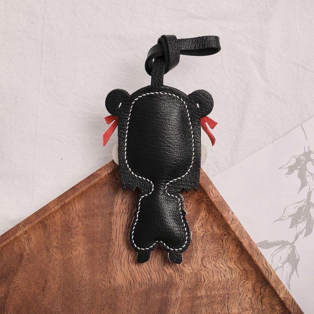 Sheepskin Handmade Real Leather Ne Zha Keychain Chinese Mythology Anime Nezha Inspired Gift for Collectors & Fans