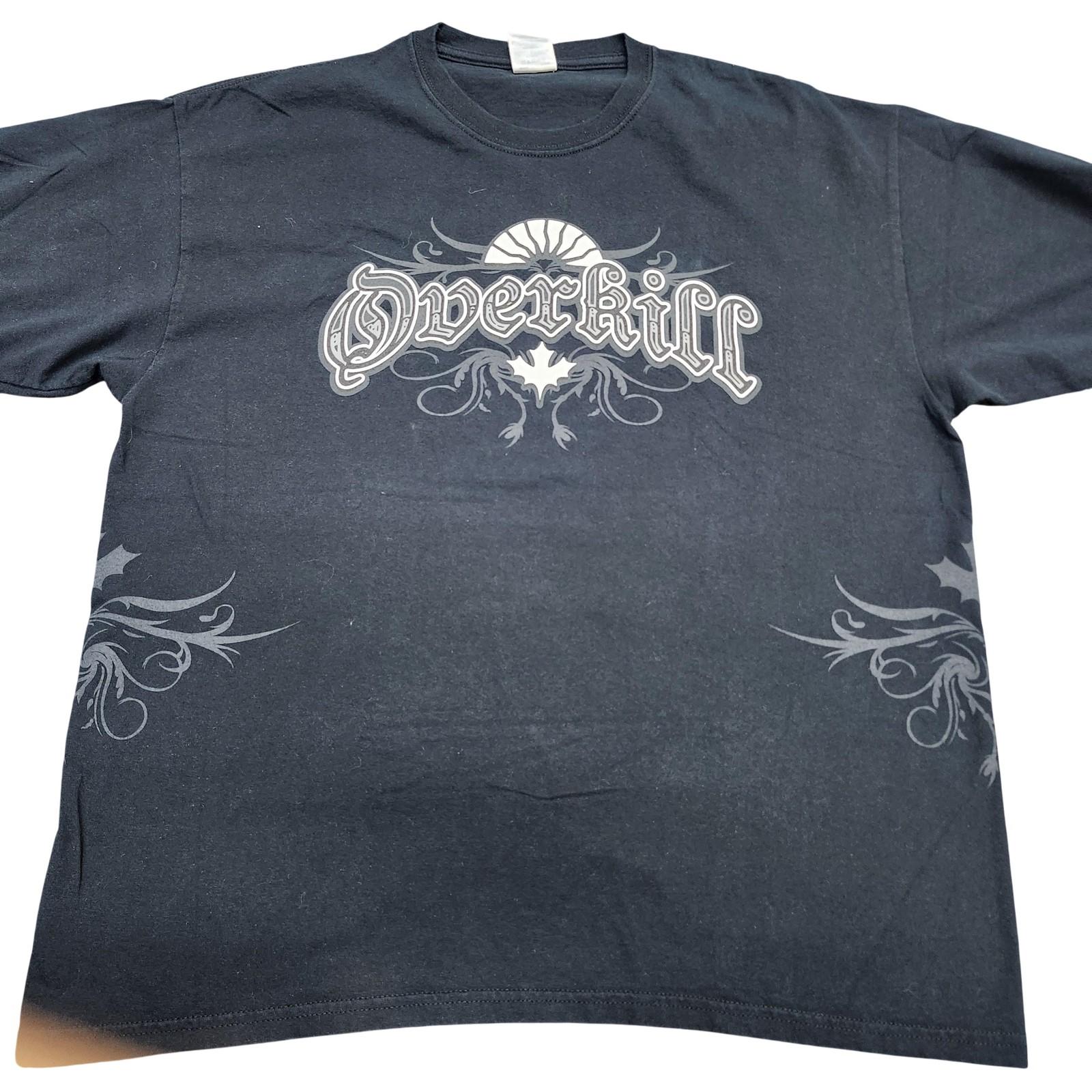 Y2K Gildan Shirt Mens XL Black Overkill Gothic Graphic Tee Band Metal Logo Unisex T-Shirt M