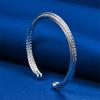 Charming 925 Sterling Silver Exquisite Sparkling Open Bangle for Women, Fashionable Wedding Party Jewelry