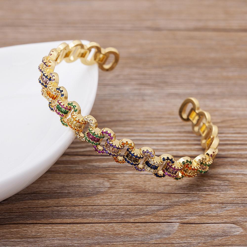 AIBEF New Fashion 8 Styles Punk Copper Zircon Bracelet for Women Crystal Open Cuff Bangles Accessories Jewelry Gift Dropshipping