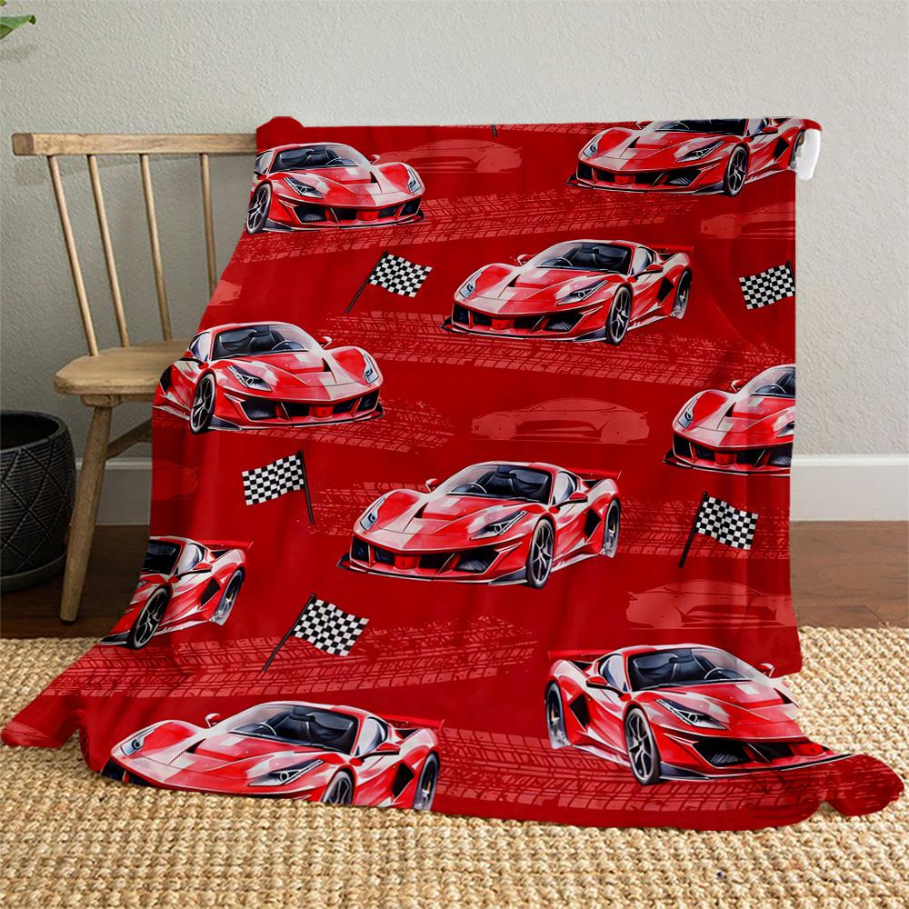 Racing Cars Checkered Flags Outdoor Flannel Blankets,Home Blankets,Fan Gifts,Suitable for All Seasons,Christmas Gifts.