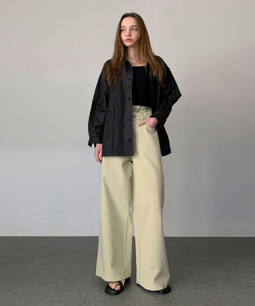 Baseukala High Rise Two Button Cotton Pants (2Colors)