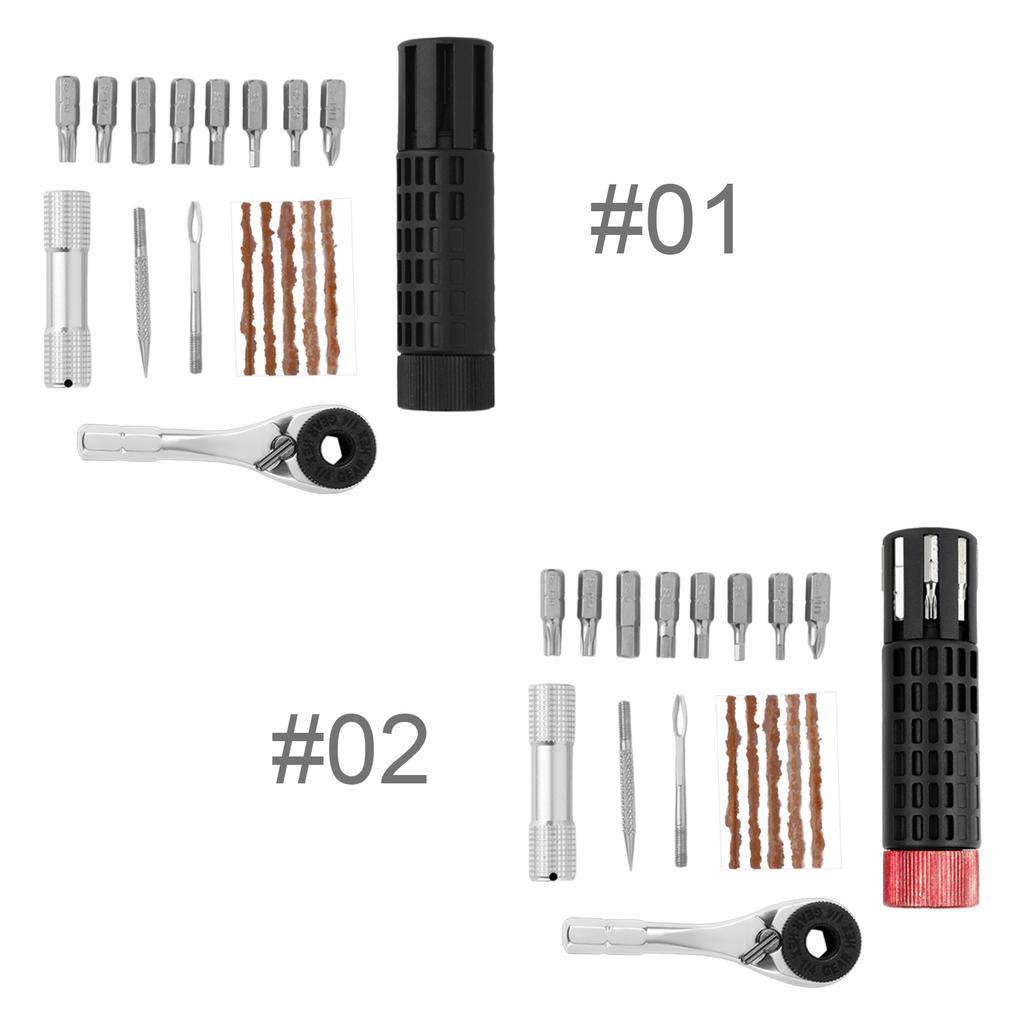 Cylindrical Tire Repair Tool Alloy Steel Mini Ratchet Tool Set Mechanic Ratchet Manual Wrench for Cycling Accessories