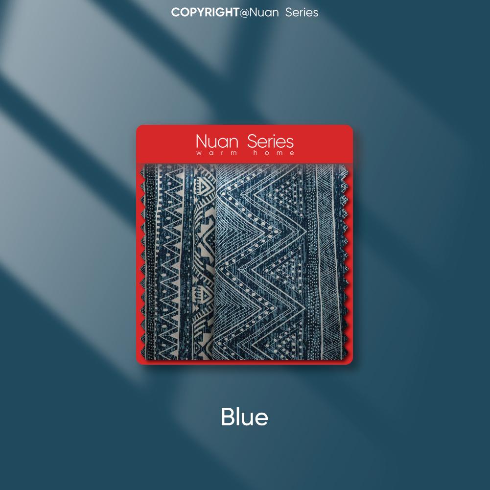 

1 шт., серия Nuan, синие шторы в стиле бохо с геометрическим принтом и бахромой, полузатемняющие для небольших окон, балкона, домашний декор W150cm x L160cm синий