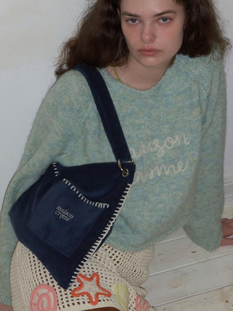 Maison Creme Grande Collage Bag _ Corduroy Navy