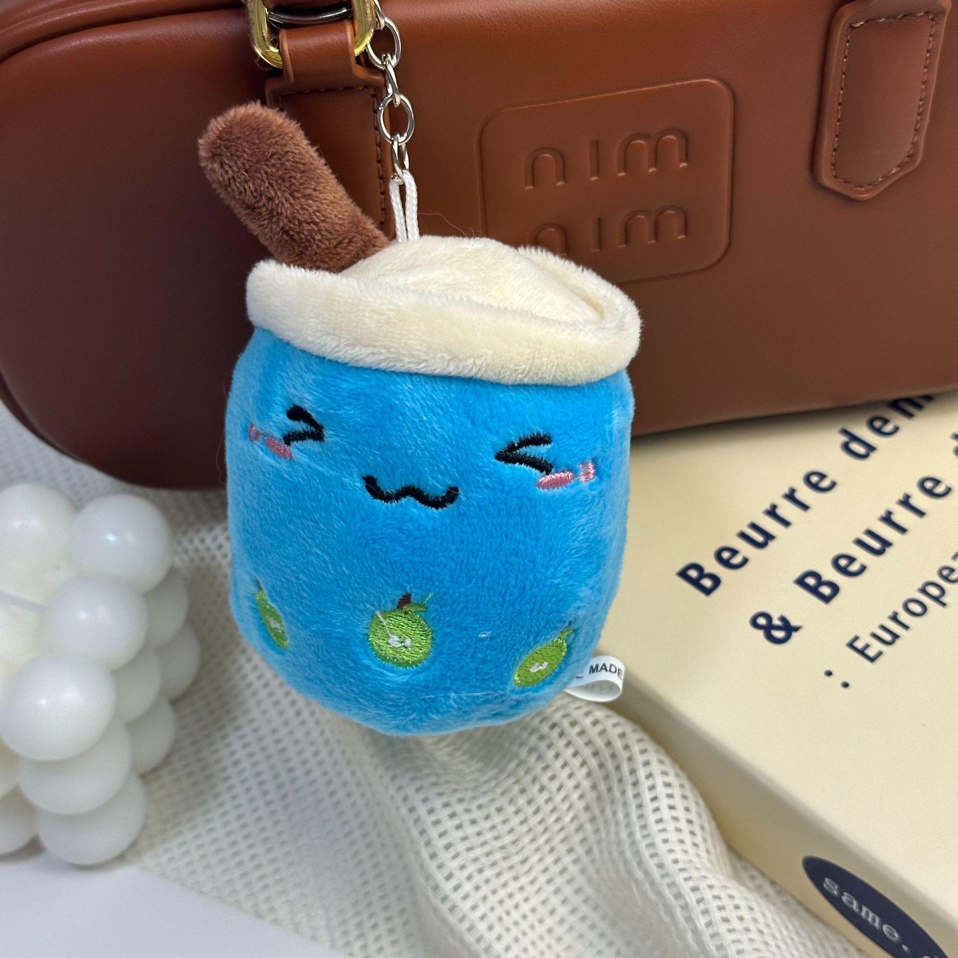 Plush Toy Fruit Milk Tea Cup Keychain & Doll Bag Accessories 11cm