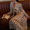 Set Gonna Lunga a Pois Retro con Scollo a V e Maniche a Palloncino Primavera 2026 per Donna