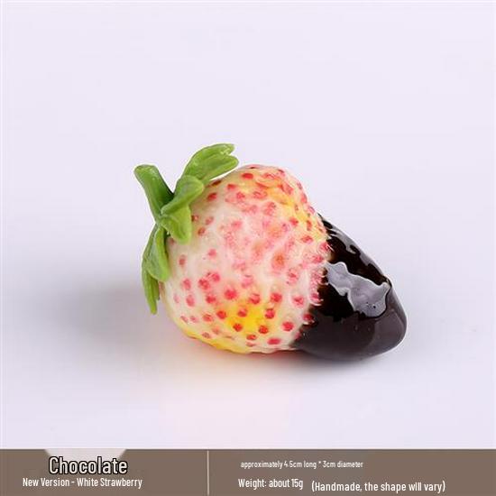 White Bionic Strawberry Fake Fruit Photography Prop - Plastic Decoration Toy