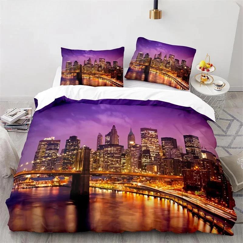 Statue Of Liberty Duvet Cover King Size Microfiber World Famous Building Bedding Set New York Landmark Cityscape Comforter Cover