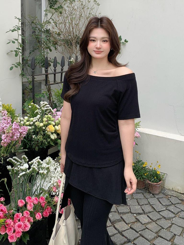 Spring 2026 One-Shoulder T-Shirt & Irregular Micro-Flare Pants Set