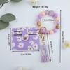 Secure Closure Daisy Beaded Keychain Bracelet Soft PU Leather Women Girls Fashion Accessory