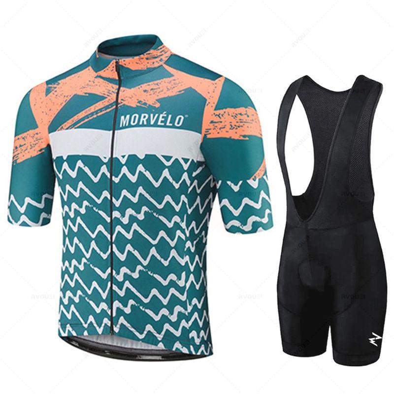 Morvelo Herren Radhose Kurze Ärmel Fahrradbekleidung Sportbekleidung Outdoor MTB Ropa Maillot Ciclismo Trägerhose 2026 Sommer Atmungsaktives Radsportanzug Set