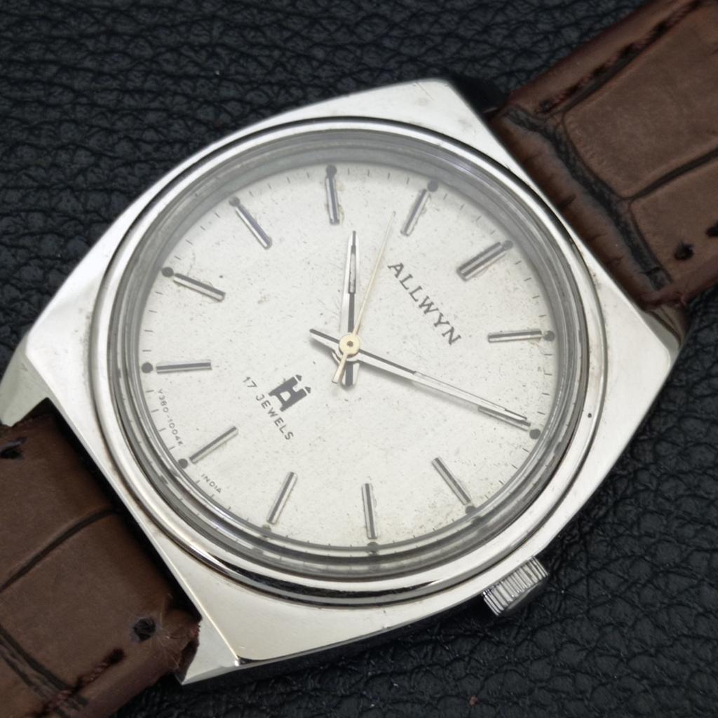 VINTAGE ALLWYN 6300A HAND-WINDING INDIA MENS ORIGINAL DIAL WATCH a706055-1