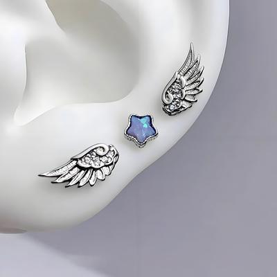 Wings Stainless Steel Ear Bone Nail Shiny Trendy Earring For Women Accessory