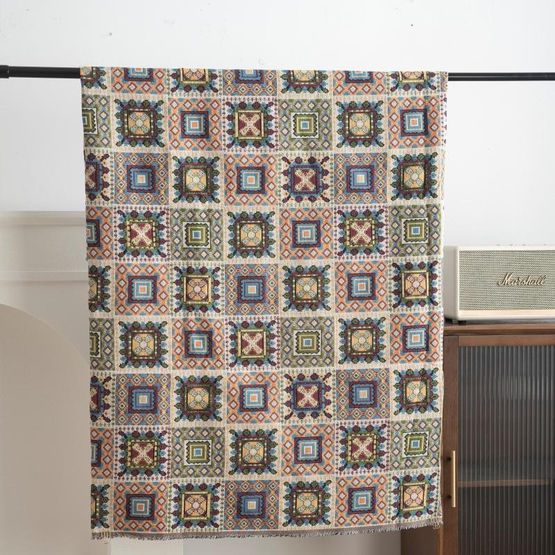 

Ethnic Style Moroccan Jacquard Fabric Contrasting Color Checkered Pattern for DIY Clothing Outerwear Bags Tablecloths 100cmx148cm
