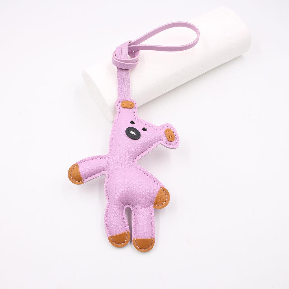 In Stock Cartoon Teddy Bear Leather Bag Pendant with Lanyard Accessories