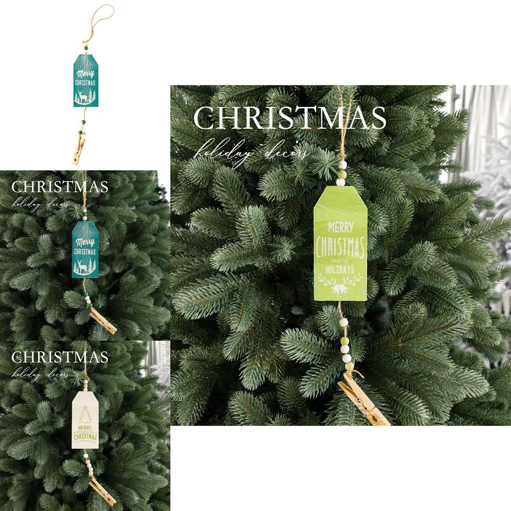 Christmas Themed Pattern Wooden Pendant Decoration Props For Holiday Celebration