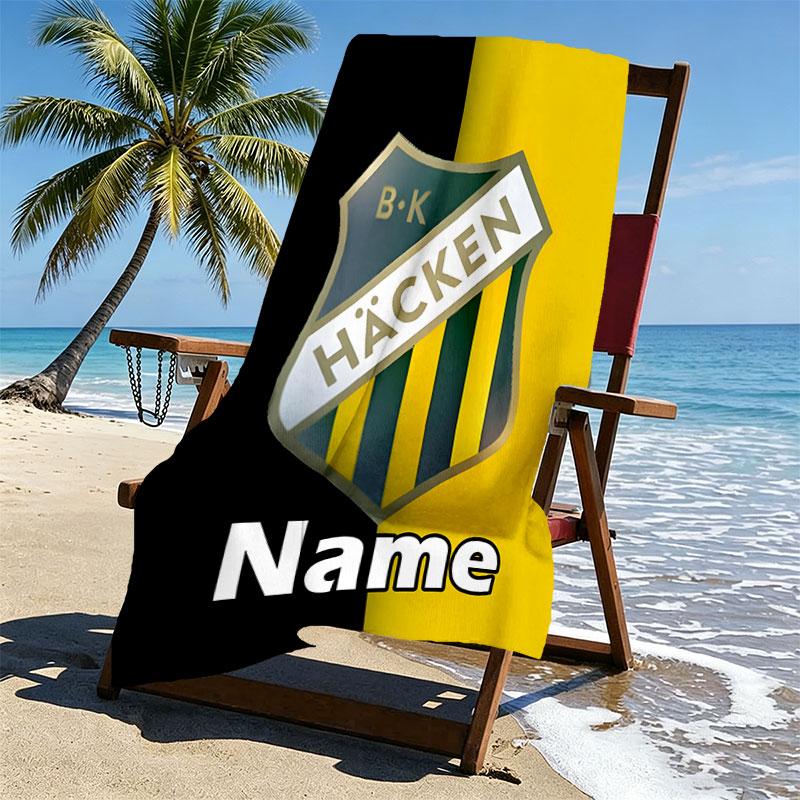 Custom Name Personalized BK Hacken Print Beach Towel, for Trip Camping Beach Party Home Decor, Birthday Gift for Family & Friends