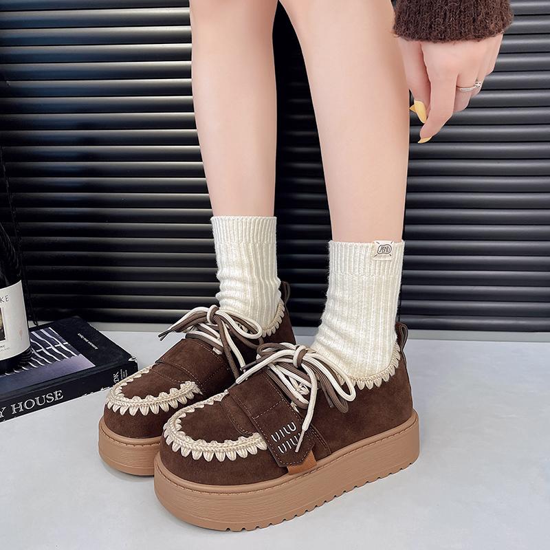 Fashion Women‘s Casual Loafers Anti-Fur Leather Derby Shoes Tassel Design Heightening Monk Shoes Slip-On Comfortable Rubber Sole