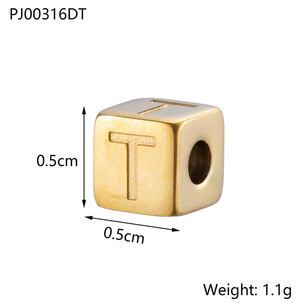 CARLIDANA Stainless Steel Square Charms A-Z Letter Loose Spacer Beads Pendant DIY Bracelet Necklace Jewelry Making Accessories