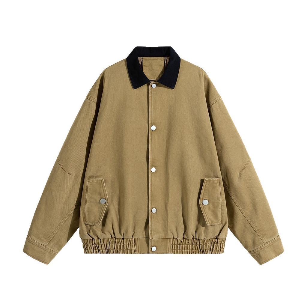Pure Cotton Jacket for Men's New Jacket American Washable Old Loose Casual Men's Spring and Autumn Clothing