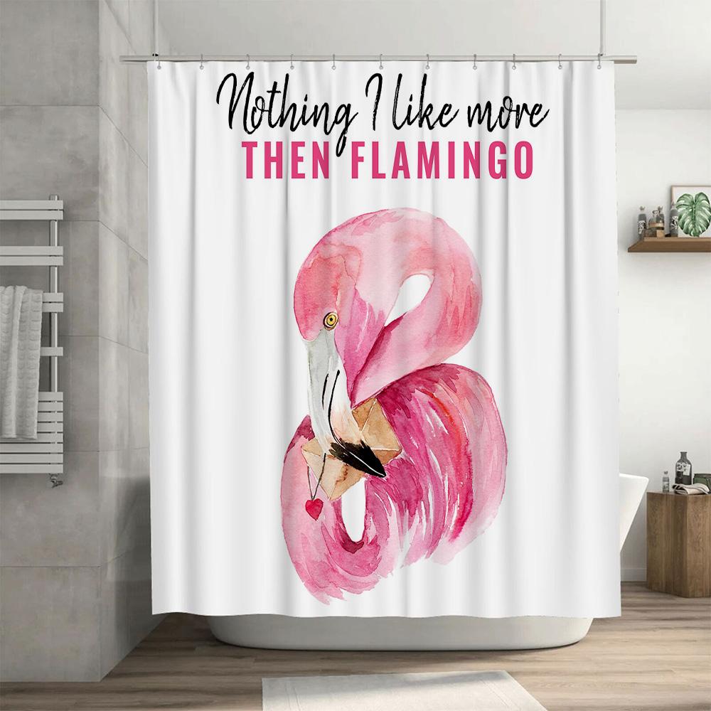Flamingo Bath Towel Shower Curtain Watercolor Decorative Bathroom Accessories Set