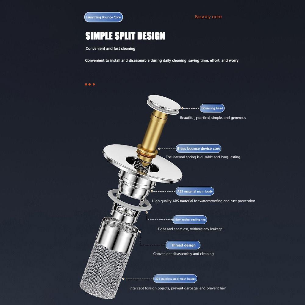 Anti-clog Floor Drain Filter Mesh Stainless Steel Hair Trap Washbasin Bounce Core Multifunctional Sealing Cover