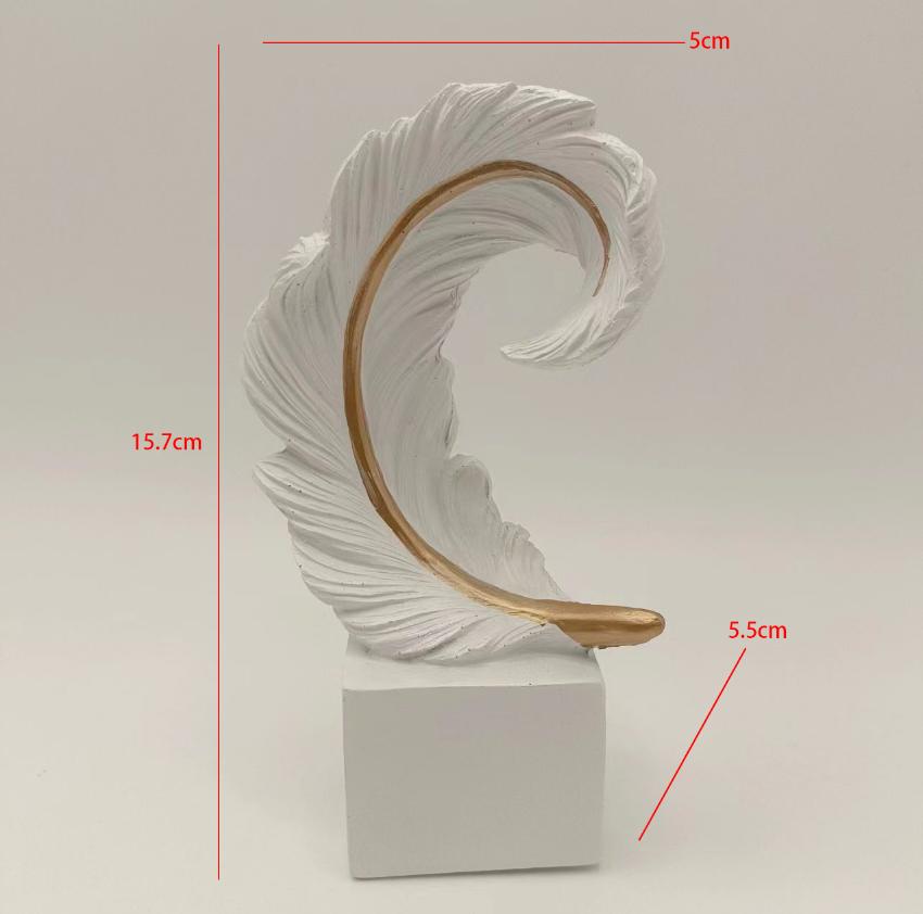 Modern Creative White Green Feather Resin