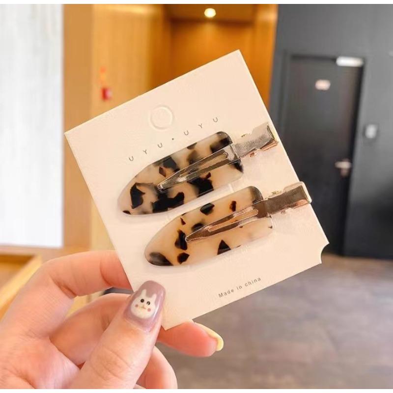 2PCS No Bend Hair Clips for Women Girls Pink Acrylic Acetic Hair Styling Seamless Hair Barrettes Tool Hair Accessories