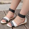 Little Girl's Sandals Rome Style Black White Children Sliders Flat Pu Leather Fashion Hook-loop Kids Summer Shoes 27-36