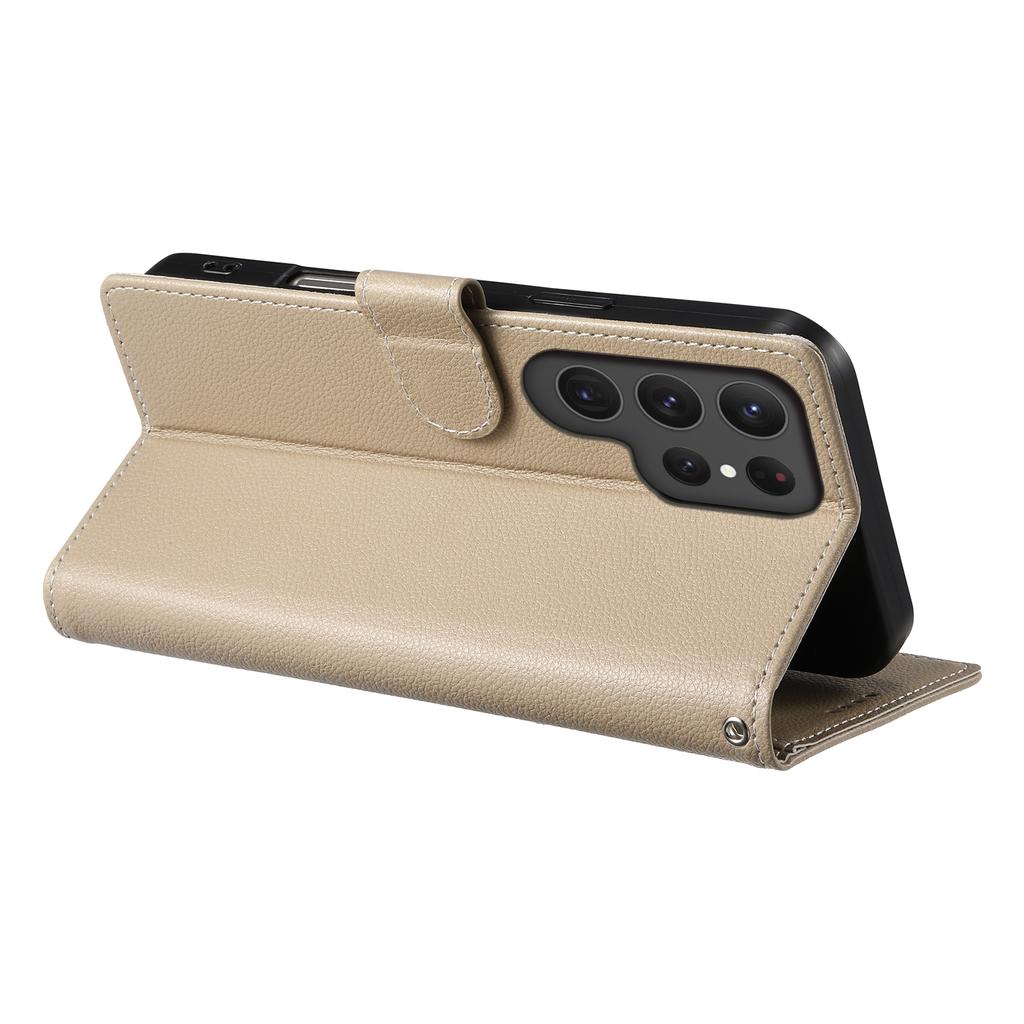 DF-012 For Samsung Galaxy S24 Ultra Case Litchi Texture Leather Wallet Stand Phone Cover