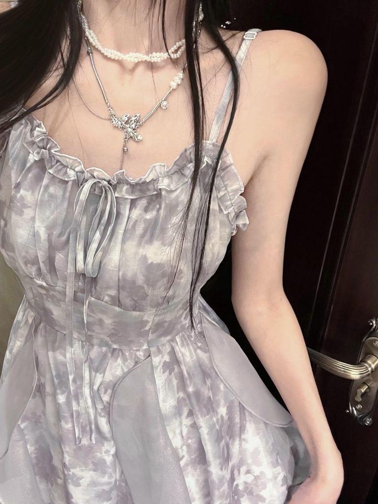 French Tie-Dye Camisole Dress & Strappy Sun Protection Jacket: Cool, Ethereal & Versatile.