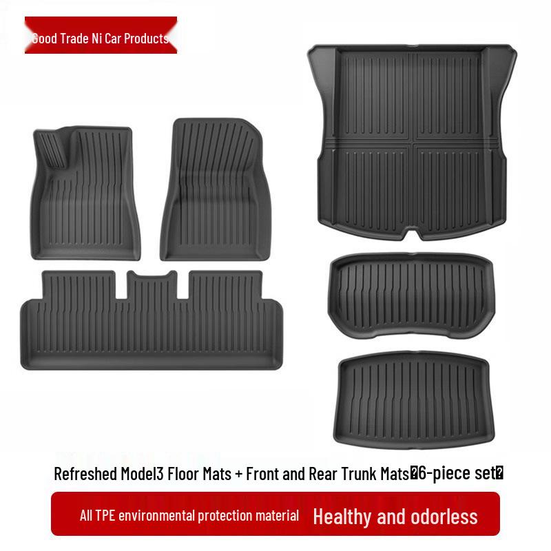 Compatible Tesla Model 3 & Y TPE Odorless Floor Mats & Trunk Backrest Mats
