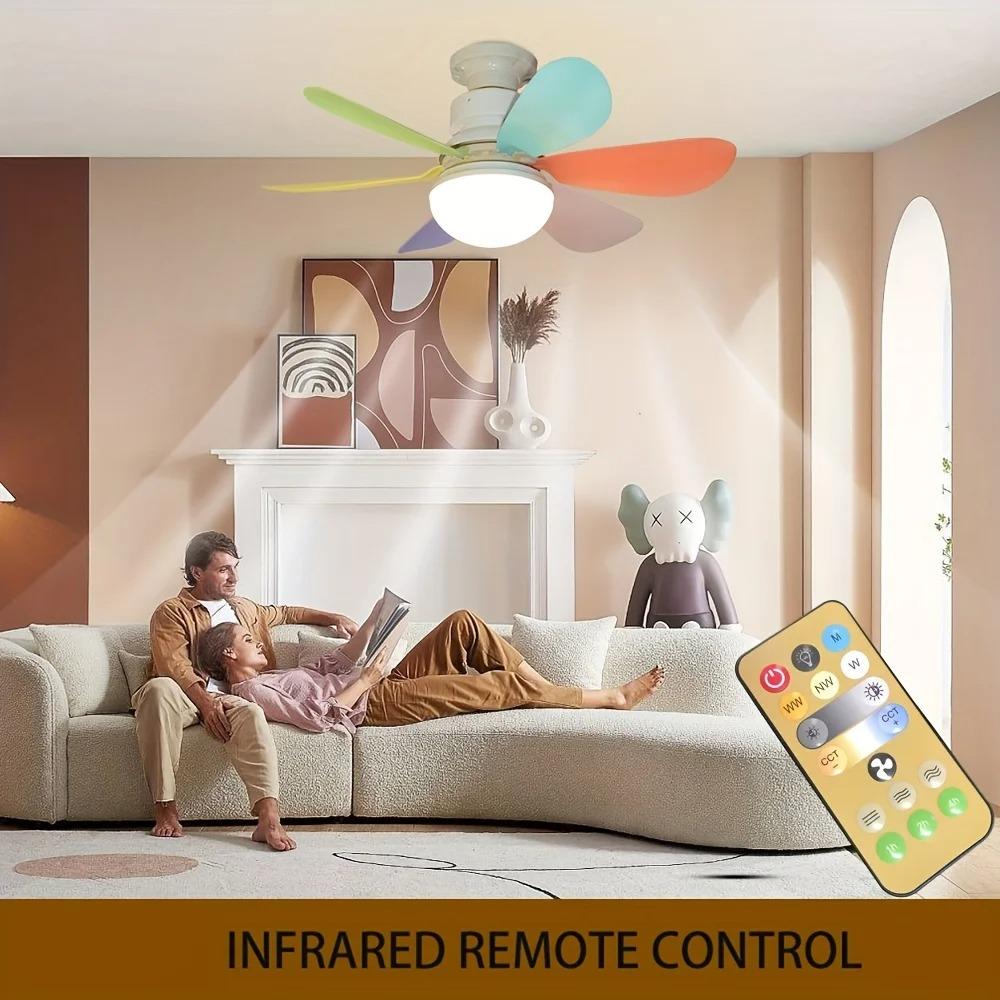 42/52cm LED CeIling Fan Light E26 E27 Base Wireless Remote Smart Fan 3 Adjustable with Lighting Modes for Living Room Home Fans
