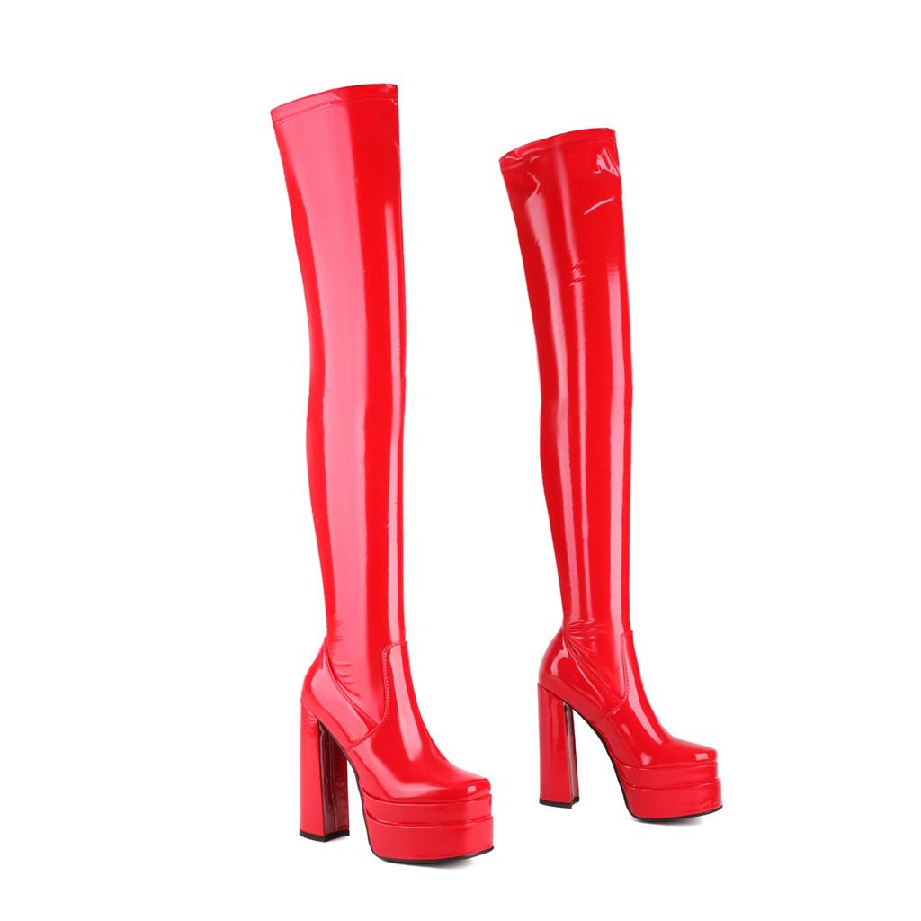 Dámské boty na vysokém podpatku podzimní a zimní nové sexy evropský a americký styl silný podpatek velká velikost kozačky po koleno