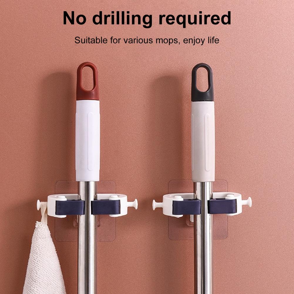 Mop Clip Broom Holder Non-Slip Design Waterproof Mop Strong Load-bearing Storage Rack Broom Hanger Hook